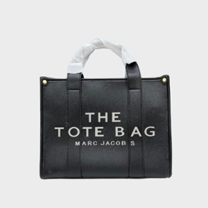 black leather tote bag