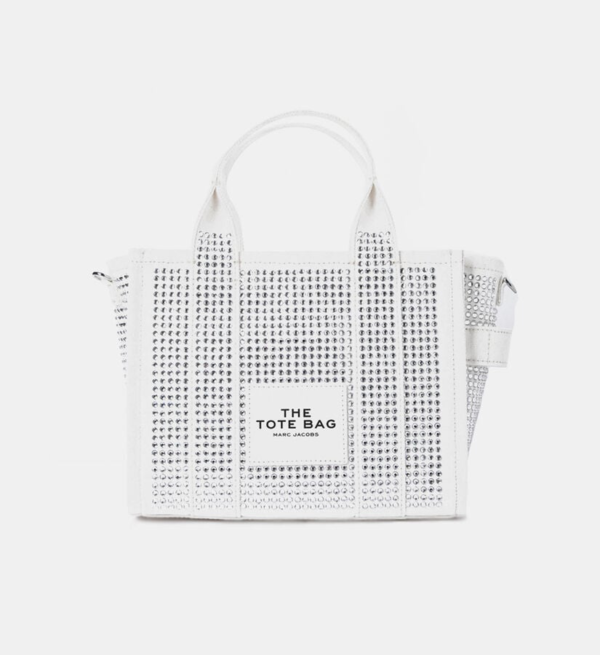 The Crystal Canvas Crossbody Tote Bag- White