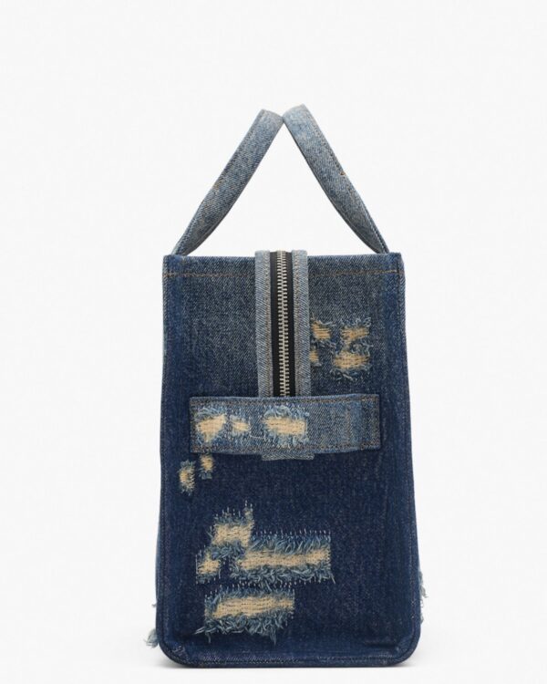 rip and repair denim tote bag