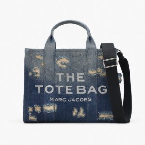 rip and repair denim tote bag