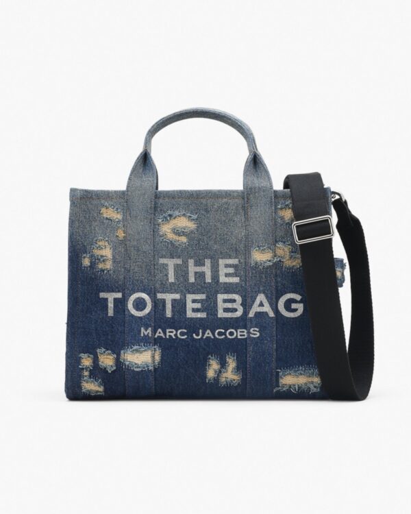 rip and repair denim tote bag