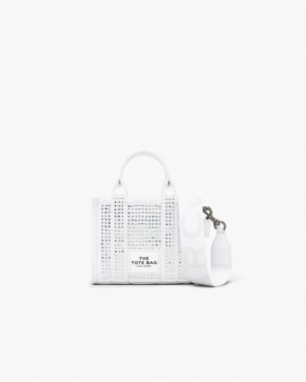 the crystal canvas crossbody tote bag- white