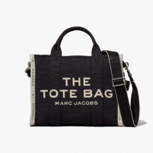 black jacquard tote bag