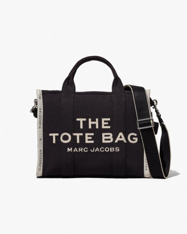 black jacquard tote bag